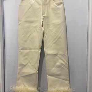 Leather Feather Ankle Cropped Pants